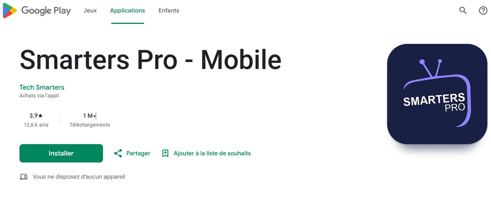 Télécharger IPTV Smarters Pro sur le Google Play Store